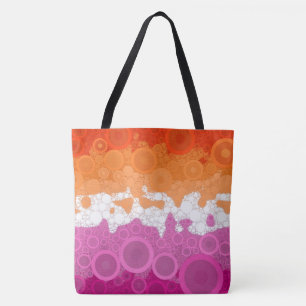 Bubbly Bohemian Groovy Abstract Lesbian Pride Flag Tote Bag