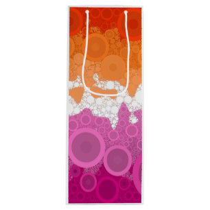 Bubbly Bohemian Groovy Abstract Lesbian Pride Flag Wine Gift Bag