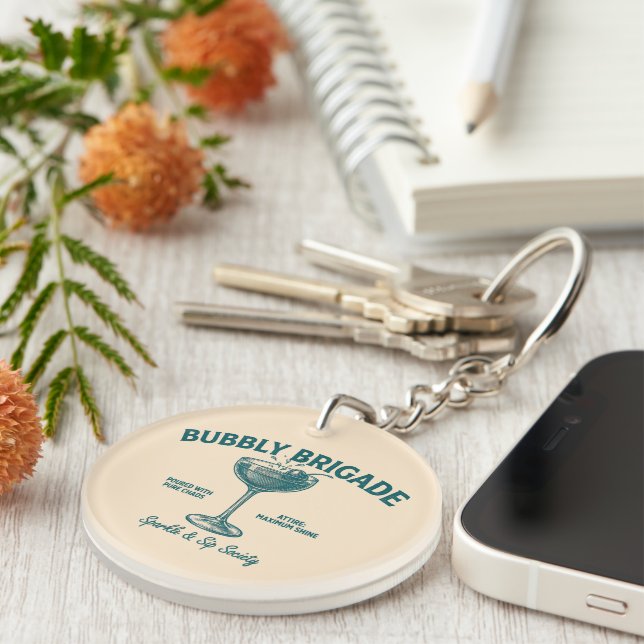 Bubbly Brigade Sparkle & Sip Society Key Ring (Front Right)