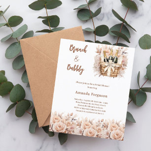 Bubbly brunch beige Bridal Shower invitation