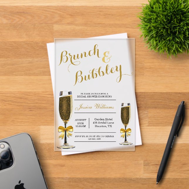 Bubbly & Brunch Bridal Shower Acrylic Invitations (Insitu (Invitation Card))