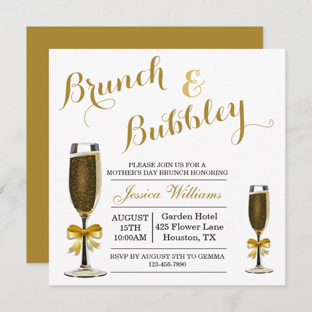 Bubbly & Brunch Mother's Day Invitation (Front/Back)