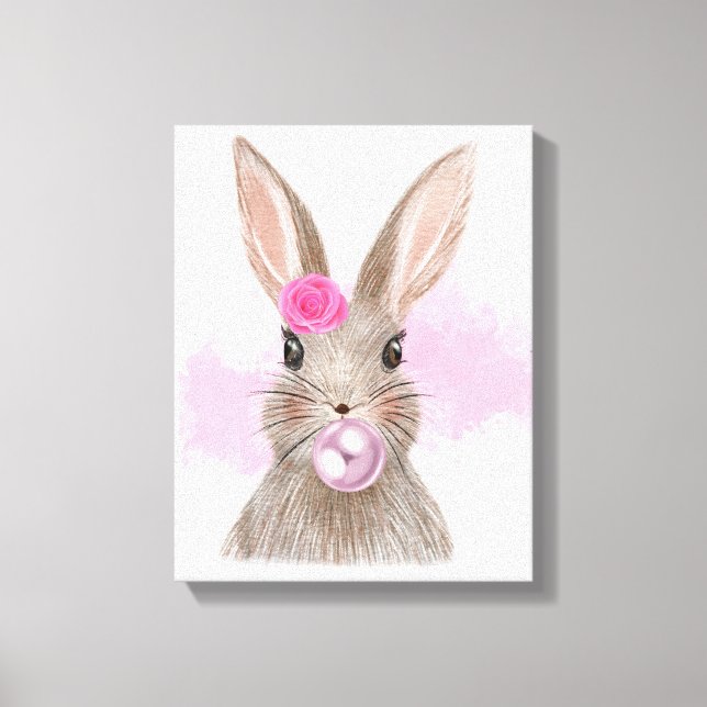 Bubbly Bubblegum Rabbit Wall Art (Front)