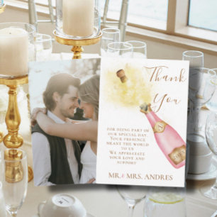Bubbly Champagne lovely Couples Engagement Photo Thank You Card