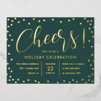 Bubbly Cheer Foil Holiday Invitation Postcard