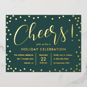 Bubbly Cheer Foil Holiday Invitation Postcard