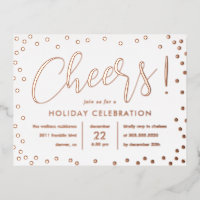 Bubbly Cheer Foil Holiday Invitation Postcard