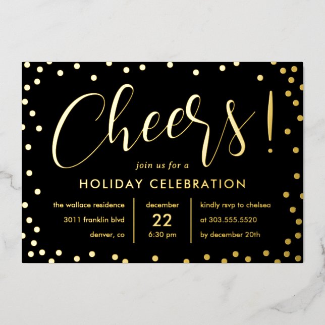 Bubbly Cheer Foil Holiday Party Invitation (Front)