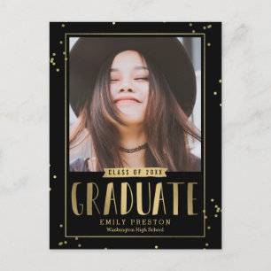Bubbly Chic Graduation Announcement Postcard