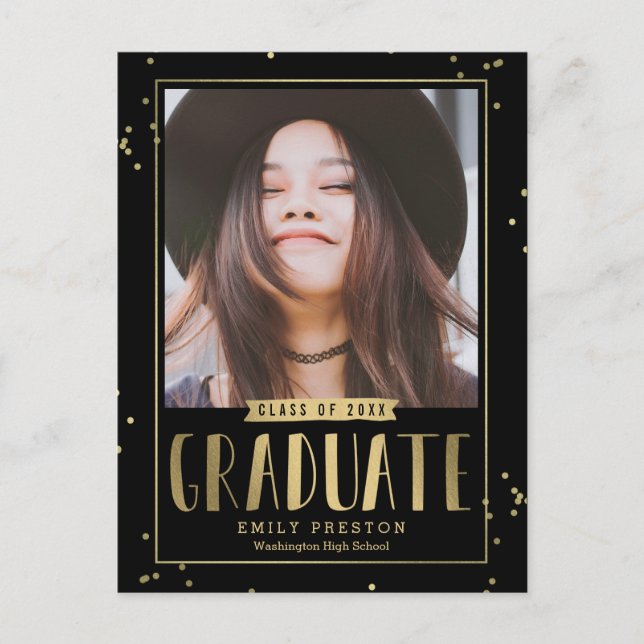 Bubbly Chic Graduation Announcement Postcard (Front)