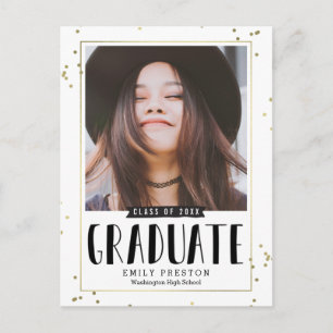 Bubbly Chic Graduation Announcement Postcard
