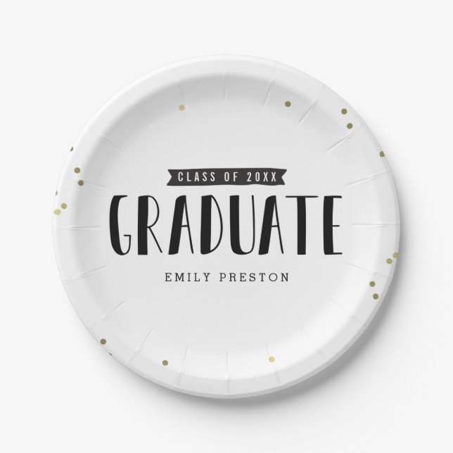 Bubbly Chic Graduation Party Plates (Front)