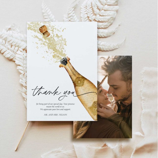 Bubbly Couples Engagement Photo Thank You Card (Creator Uploaded)
