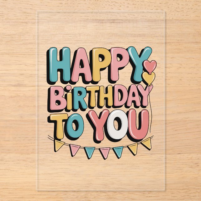 Bubbly Happy Birthday Acrylic Invitations (Front)