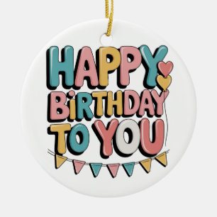 Bubbly Happy Birthday Ceramic Tree Decoration