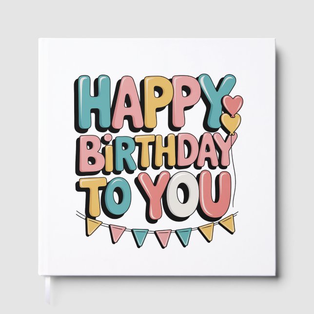 Bubbly Happy Birthday Guest Book (Front)