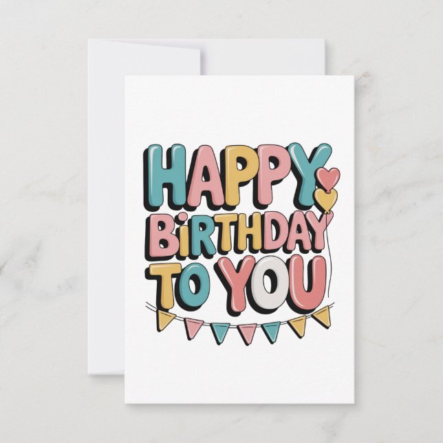 Bubbly Happy Birthday RSVP Card (Front)