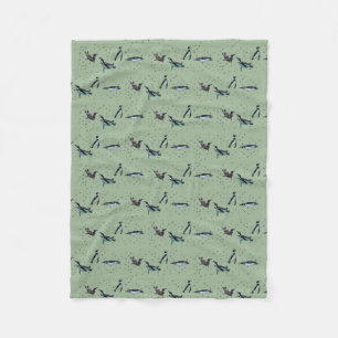 Bubbly Penguins Fleece Blanket (Light Green)