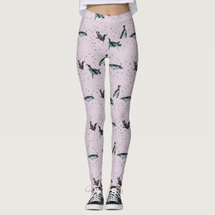 Bubbly Penguins Leggings (Dusty Pink)
