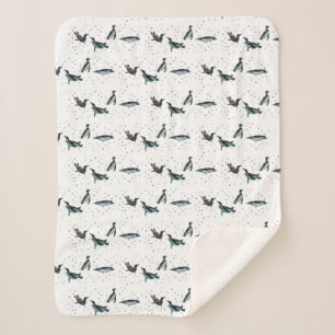 Bubbly Penguins Sherpa Blanket (choose colour)