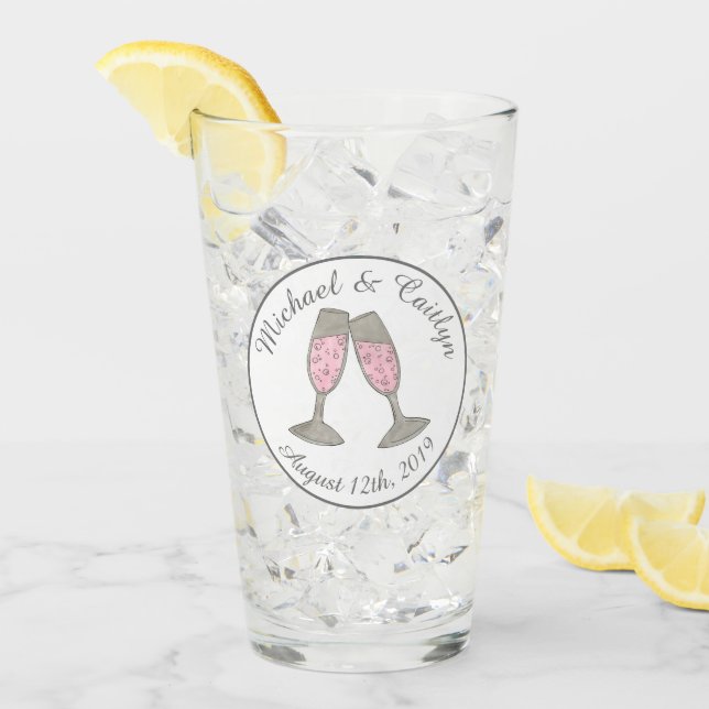 Bubbly Pink Champagne Glass Toast Wedding Favour (Front Ice)