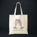 Bubbly Pink Champagne Wedding Date Bridal Shower Tote Bag<br><div class="desc">Features an original marker illustration of two glasses of bubbly pink champagne. Perfect for engagements, weddings, bridal showers, bachelorette parties and more! Simply personalise with the date of your event. Designer is available to create and upload custom designs to match the colours and themes of your wedding--click "Ask this Designer"...</div>