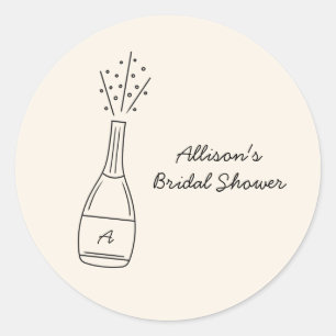 Bubbly Popping Champagne Bottle Bridal Shower Classic Round Sticker
