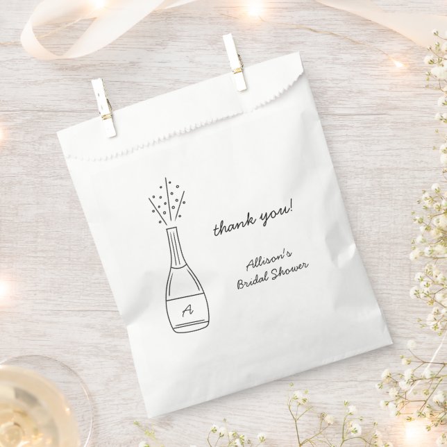 Bubbly Popping Champagne Bottle Bridal Shower Favour Bags (Clipped)