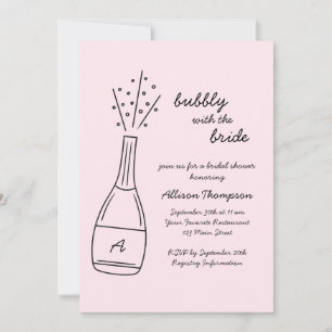 Bubbly Popping Champagne Bottle Bridal Shower Invitation