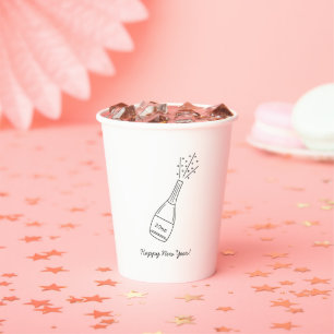 Bubbly Popping Champagne Bottle New Year's Eve Paper Cups