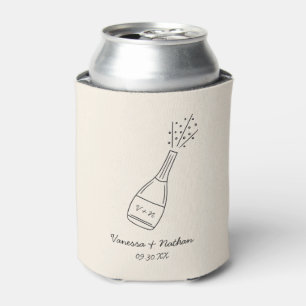 Bubbly Popping Champagne Bottle Whimsical Wedding Can Cooler
