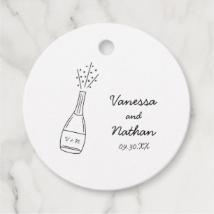 Bubbly Popping Champagne Bottle Whimsical Wedding Favour Tags