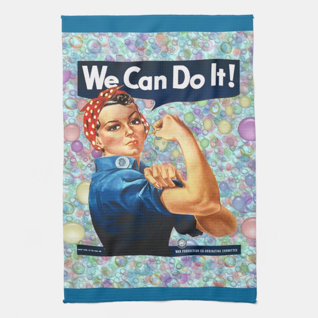 Bubbly Retro Housewife Kitchen Towel (Vertical)