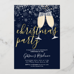 Bubbly Snowflakes Winter Christmas Party Gold