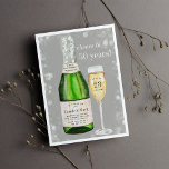 Bubbly Toast | Any Year Anniversary Party Invitation<br><div class="desc">Unique wedding anniversary party invitations feature an illustrated champagne bottle and flute glass with your milestone anniversary celebration details on the bottle label and champagne glass. Customise for any anniversary; example shown for a 50th anniversary with "cheers to 50 years."</div>
