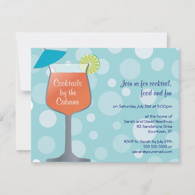 Bubbly Umbrella Drinks Party Invitation (Front)