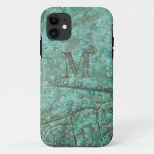 Bubbly Verdigris Bronze Custom Monogram Case-Mate iPhone Case