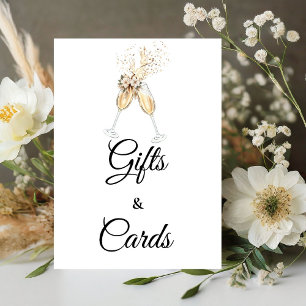 Bubbly Wine glasses Bridal shower gift & Cards Pedestal Sign