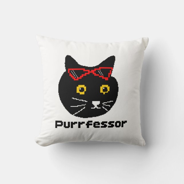 BubblyCuddle Purrfessor Cat Cushion (Front)
