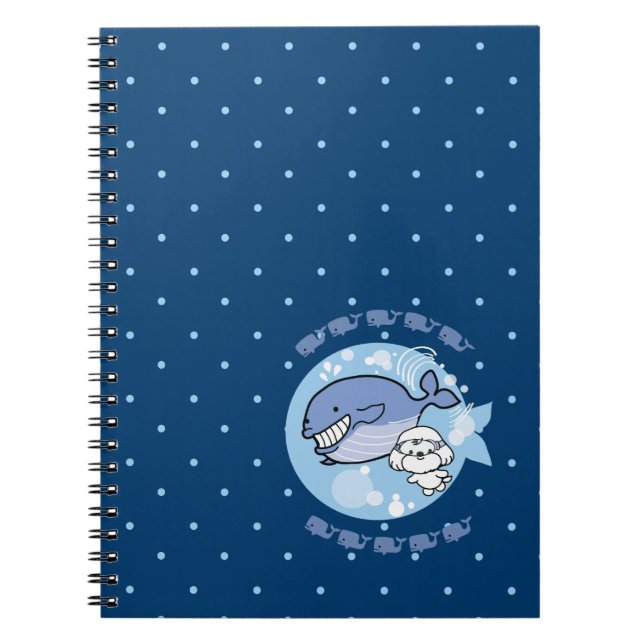 Bubbly's swimming with whale spiral notebook (Front)
