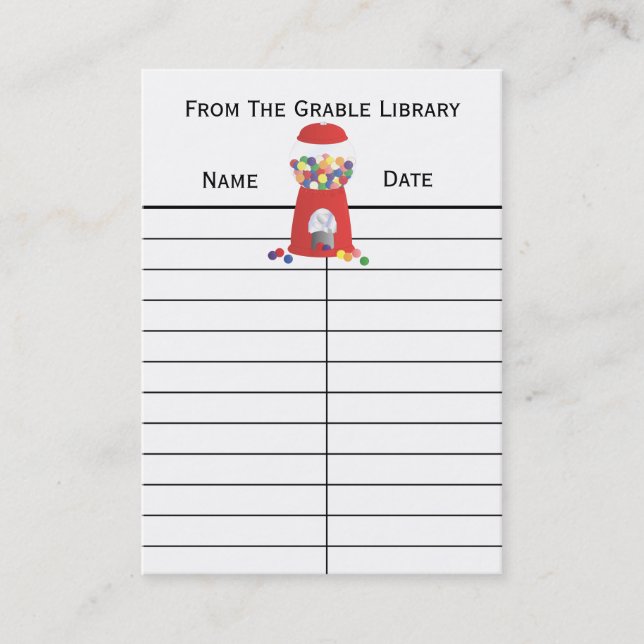 Bublegum Machine Book Return Cards (Front)