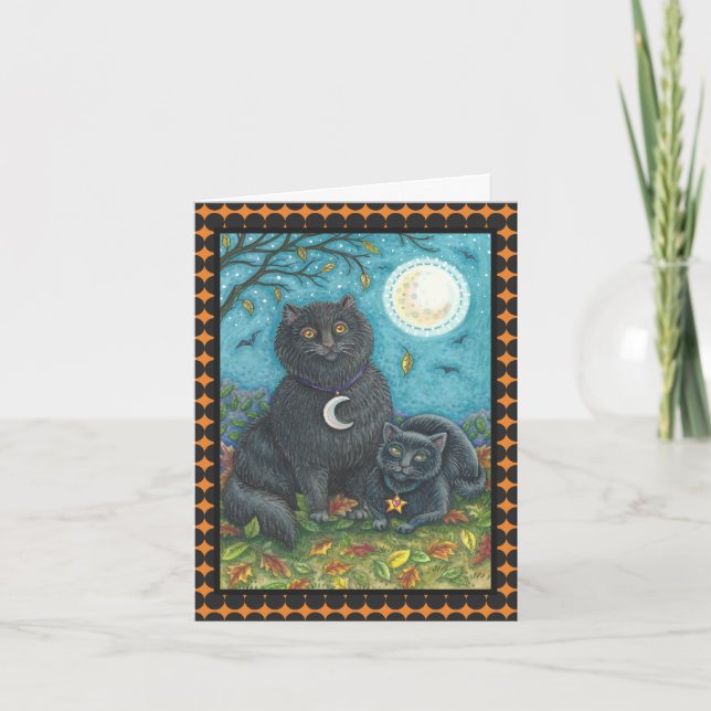 BUBO/PYEWACKET BLACK CAT HALLOWEEN NOTE CARD Verse (Front)