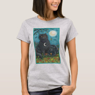 BUBO & PYEWACKET BLACK CAT HALLOWEEN T-SHIRT Grey