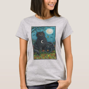 BUBO & PYEWACKET BLACK CAT HALLOWEEN T-SHIRT Grey
