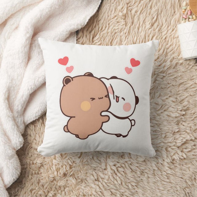 Bubu and Dudu, Panda And Brownie Bear Couple Cushion (Blanket)