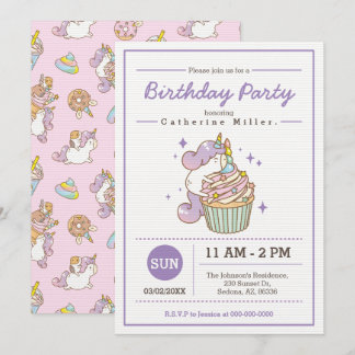 Bubu and Moonch Unicorn Birthday Invitation