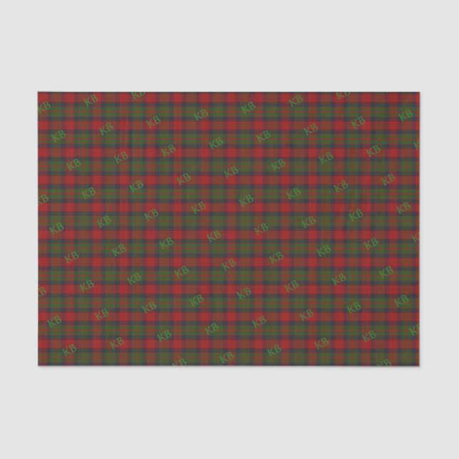 Buccleuch Official Tartan with monogram / initials Tissue Paper (Front)