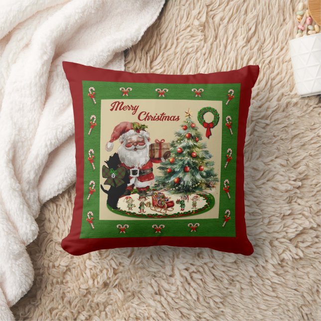 Buchan Scottie & Santa Christmas Cushion (Blanket)