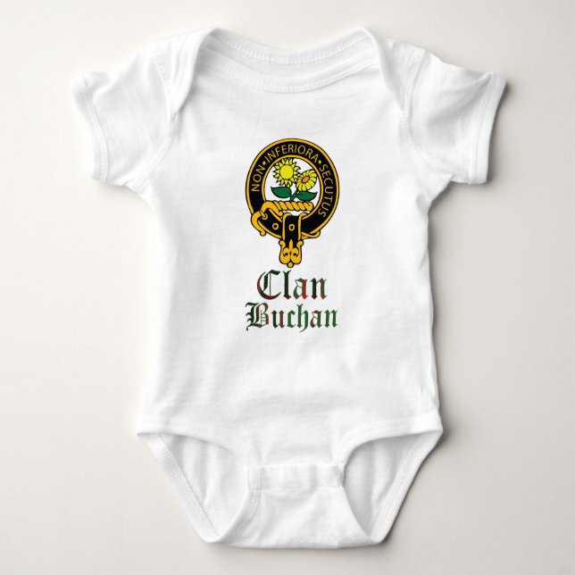 Buchan Scottish Crest Tartan Clan Name Clothes Baby Bodysuit (Front)