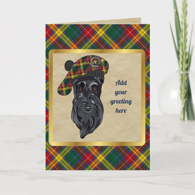 Buchanan Badge & Tartan Personalised Card (Front)